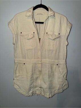 We The Free Cream Collared Zip Front Tunic or Mini Dress